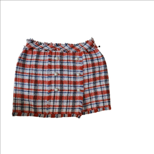 Sans Souci Red and Blue Ruffled Mini Skirt